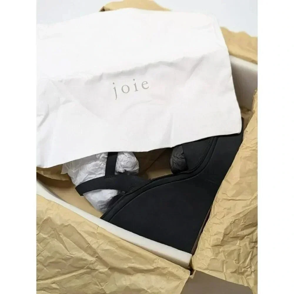 Joie Hindy Women's Platform Wedge Sandal Black Leather Size 8 M (MSRP $298)